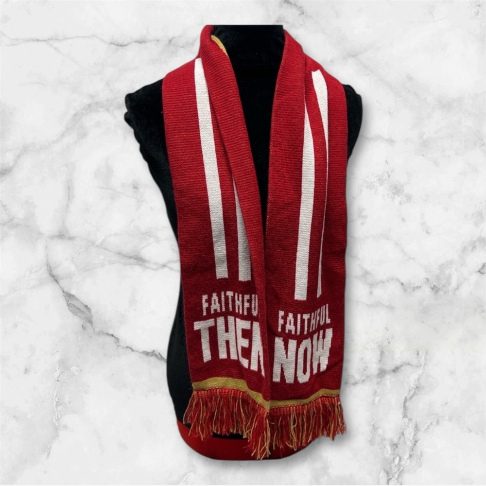 San Francisco 49ers faithful red knit open scarf unisex 64” long
